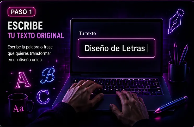 Escribir texto para crear fuentes de escritura
