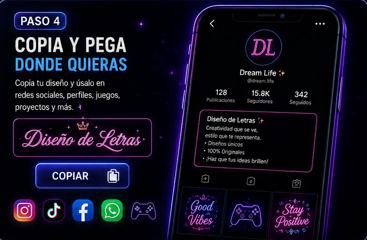 Copiar letras y diseños para redes sociales