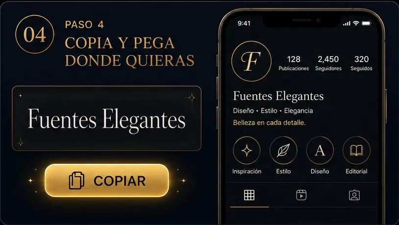 Pegar tipografía elegante en Instagram