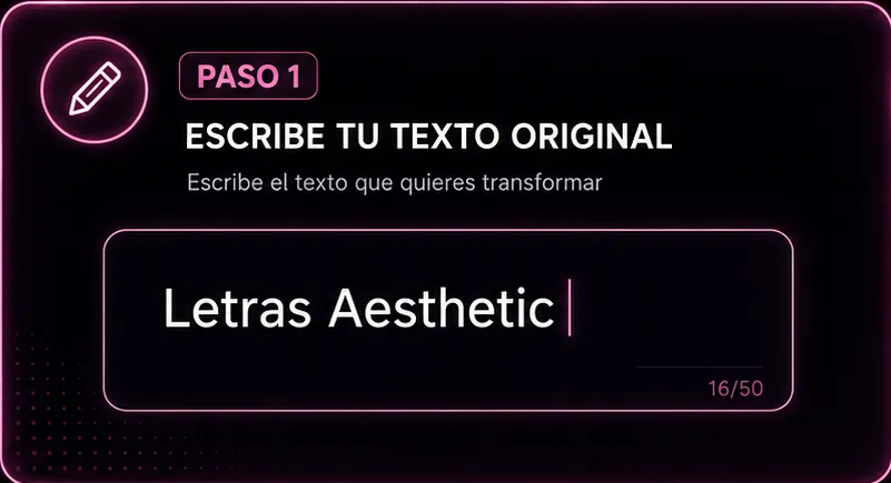 Escribir texto en el generador aesthetic