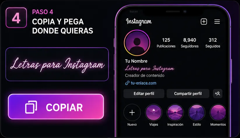 Copiar y pegar letras para Instagram y WhatsApp