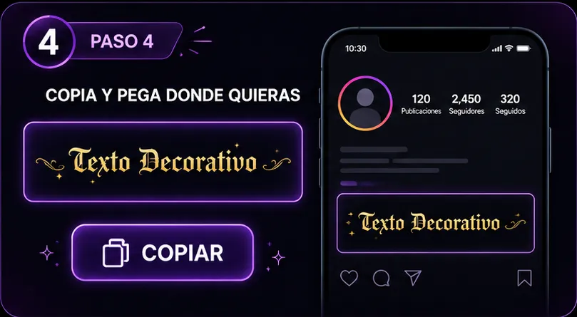Personalizar perfiles con texto decorativo en Instagram WhatsApp y juegos online