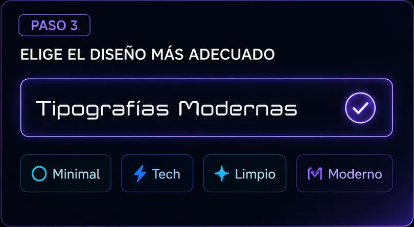Seleccionar tipografía moderna favorita para perfil o contenido