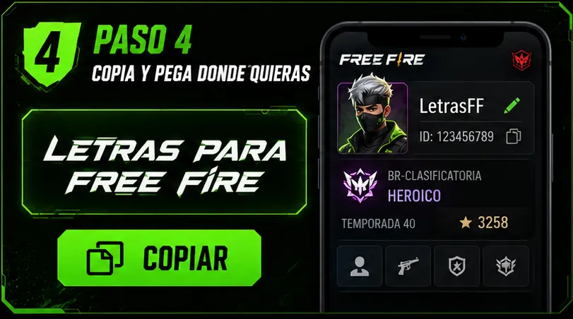 Copiar y pegar nickname gamer en Free Fire Instagram y WhatsApp