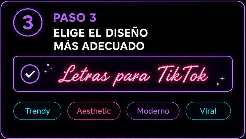 Seleccionar letras cursivas góticas minimalistas y futuristas para TikTok