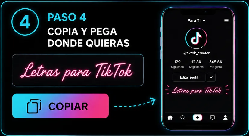 Copiar y pegar letras para TikTok Instagram y WhatsApp